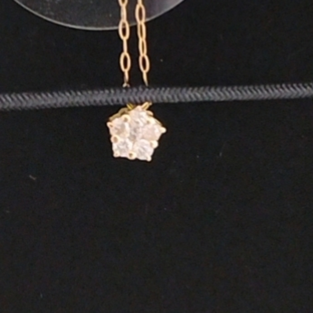 SALE! 18k Yellow Gold 6 Piece Diamond Cluster Necklace W Box - Picture 7 of 14